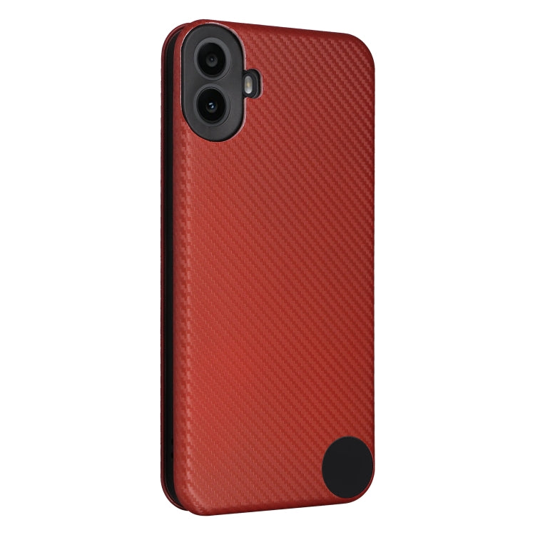 For Nothing CMF Phone 1 Carbon Fiber Texture Flip Leather Phone Case(Brown) - Nothing Cases by buy2fix | Online Shopping UK | buy2fix