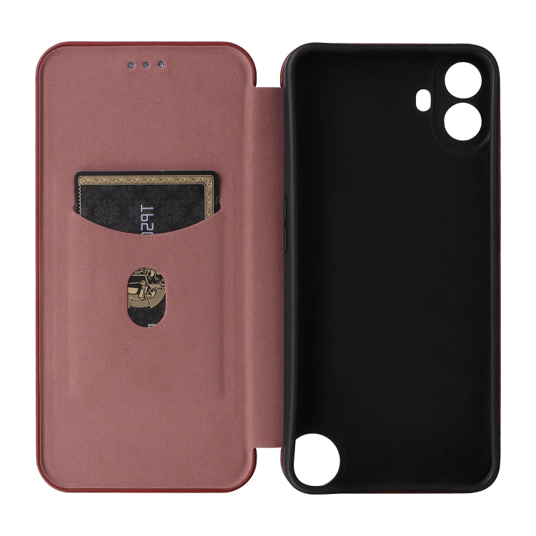 For Nothing CMF Phone 1 Carbon Fiber Texture Flip Leather Phone Case(Brown) - Nothing Cases by buy2fix | Online Shopping UK | buy2fix