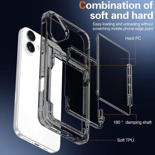 For iPhone 16 Plus Crystal Clear Flip Card Slot Phone Case(Transparent Black) by buy2fix
