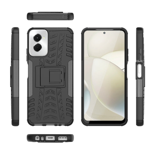For Motorola Moto G Power 5G 2024 Tire Texture TPU + PC Phone Case with Holder(Black) by buy2fix