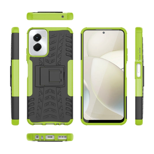 For Motorola Moto G Power 5G 2024 Tire Texture TPU + PC Phone Case with Holder(Green) by buy2fix
