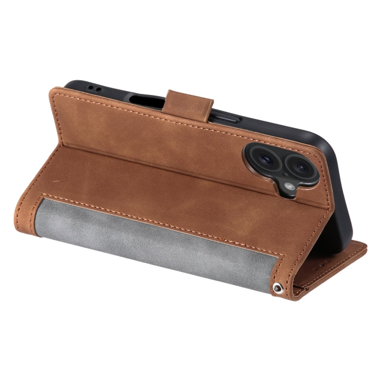 For iPhone 16 Plus Retro Splicing Horizontal Flip Leather Phone Case(Grey) by buy2fix