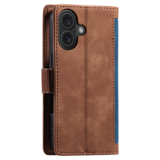 For iPhone 16 Plus Retro Splicing Horizontal Flip Leather Phone Case(Blue) by buy2fix