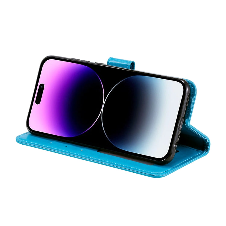 For iPhone 16 Pro Max Totem Flower Embossed Leather Phone Case(Blue) by buy2fix