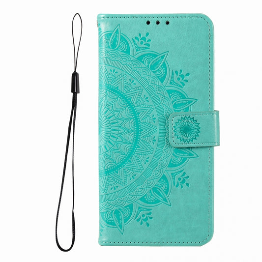 For iPhone 16 Plus Totem Flower Embossed Leather Phone Case(Green) by buy2fix