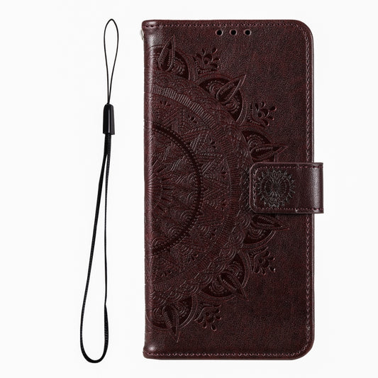 For iPhone 16 Plus Totem Flower Embossed Leather Phone Case(Brown) by buy2fix