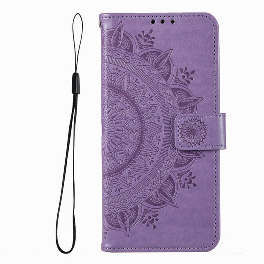 For iPhone 16 Plus Totem Flower Embossed Leather Phone Case(Purple) by buy2fix