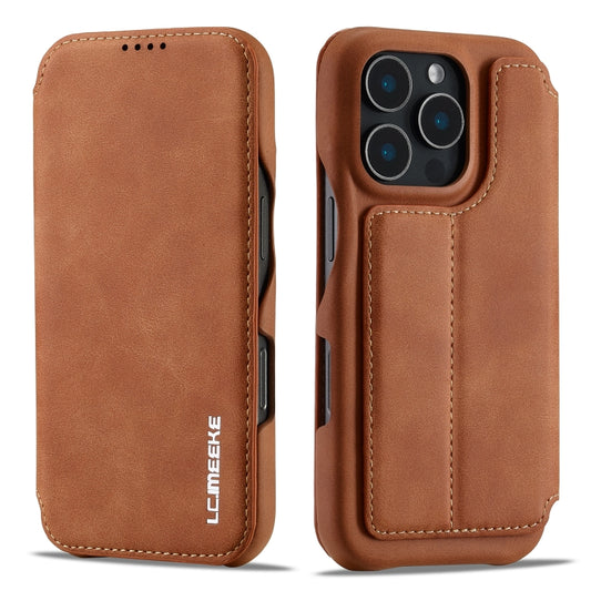 For iPhone 16 Pro Max LC.IMEEKE Hon Ancient Series Flip Leather Phone Case(Brown) by LC.IMEEKE