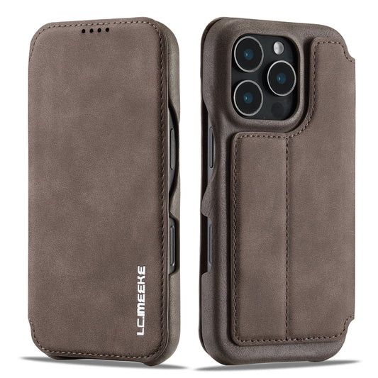 For iPhone 16 Pro LC.IMEEKE Hon Ancient Series Flip Leather Phone Case(Coffee) by LC.IMEEKE