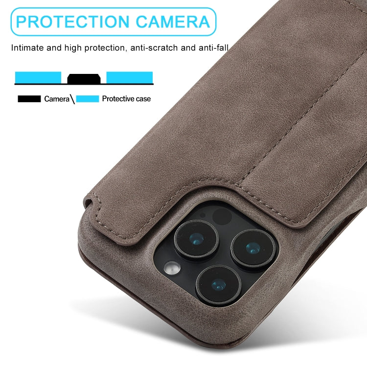 For iPhone 16 Pro LC.IMEEKE Hon Ancient Series Flip Leather Phone Case(Coffee) by LC.IMEEKE