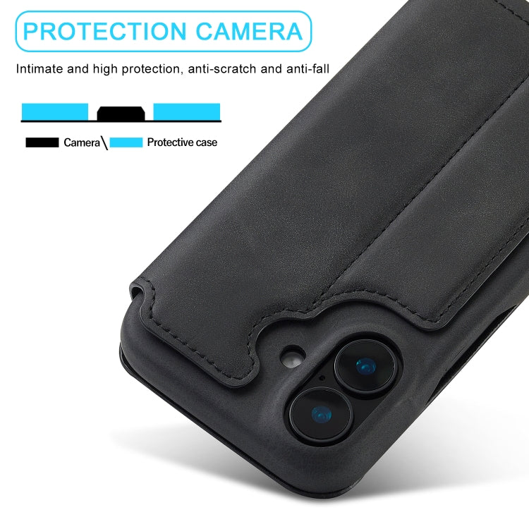 For iPhone 16 Plus LC.IMEEKE Hon Ancient Series Flip Leather Phone Case(Black) by LC.IMEEKE