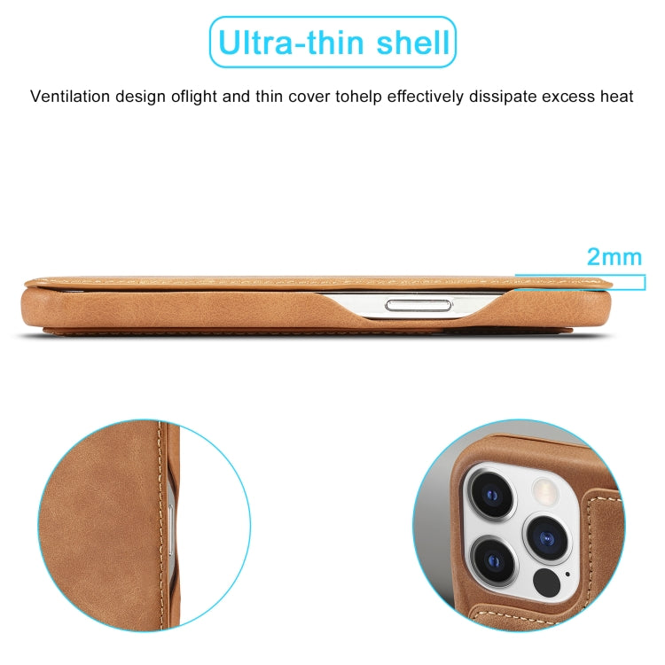 For iPhone 15 Pro Max LC.IMEEKE Hon Ancient Series Flip Leather Phone Case(Brown) by LC.IMEEKE