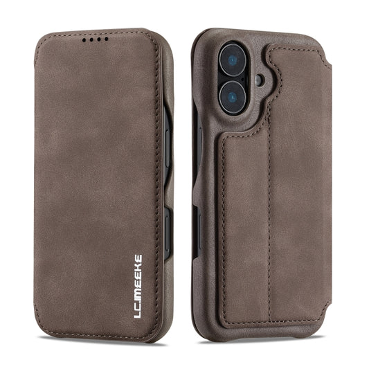 For iPhone 15 LC.IMEEKE Hon Ancient Series Flip Leather Phone Case(Coffee) - iPhone 15 Cases by LC.IMEEKE | Online Shopping UK | buy2fix