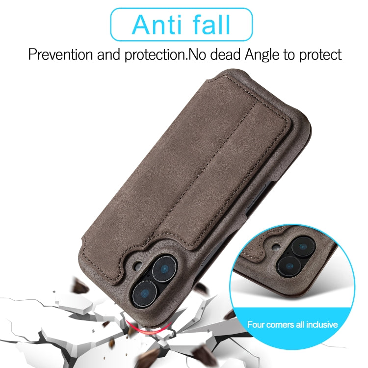 For iPhone 15 LC.IMEEKE Hon Ancient Series Flip Leather Phone Case(Coffee) - iPhone 15 Cases by LC.IMEEKE | Online Shopping UK | buy2fix