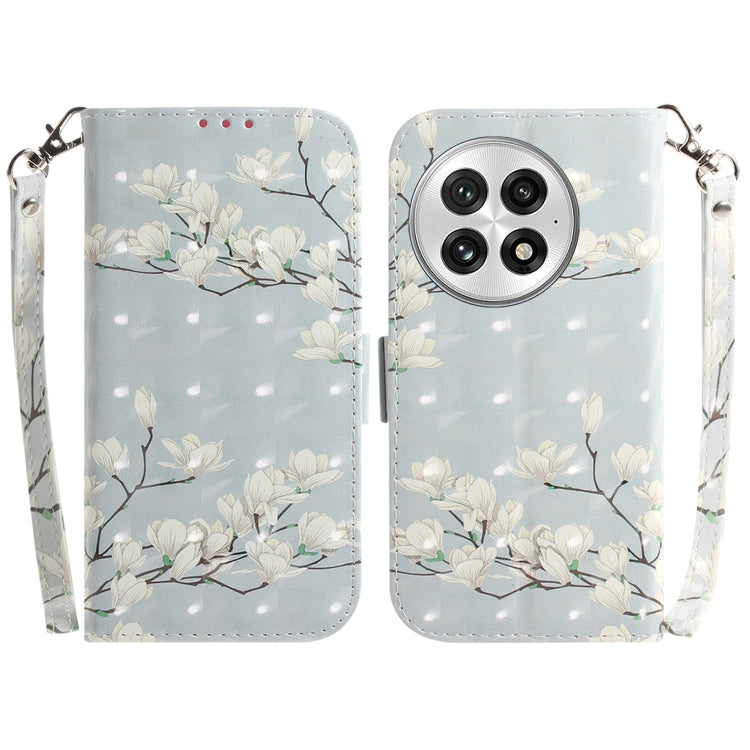 For OnePlus 13 3D Colored Flip Leather Phone Case(Magnolia) - OnePlus Cases by buy2fix | Online Shopping UK | buy2fix