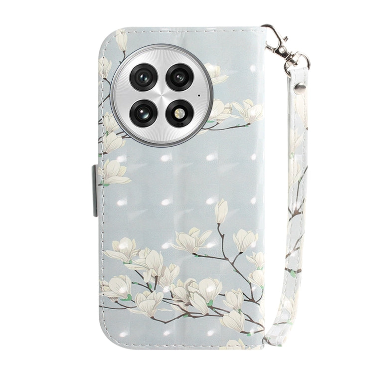 For OnePlus 13 3D Colored Flip Leather Phone Case(Magnolia) - OnePlus Cases by buy2fix | Online Shopping UK | buy2fix