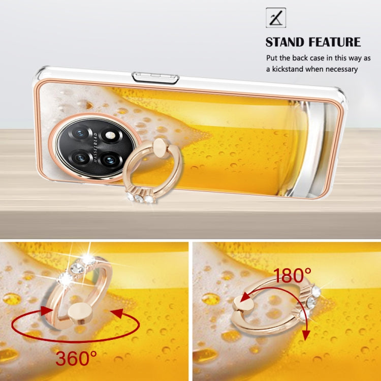 For OnePlus 11 Electroplating Dual-side IMD Phone Case with Ring Holder(Draft Beer) - OnePlus Cases by buy2fix | Online Shopping UK | buy2fix