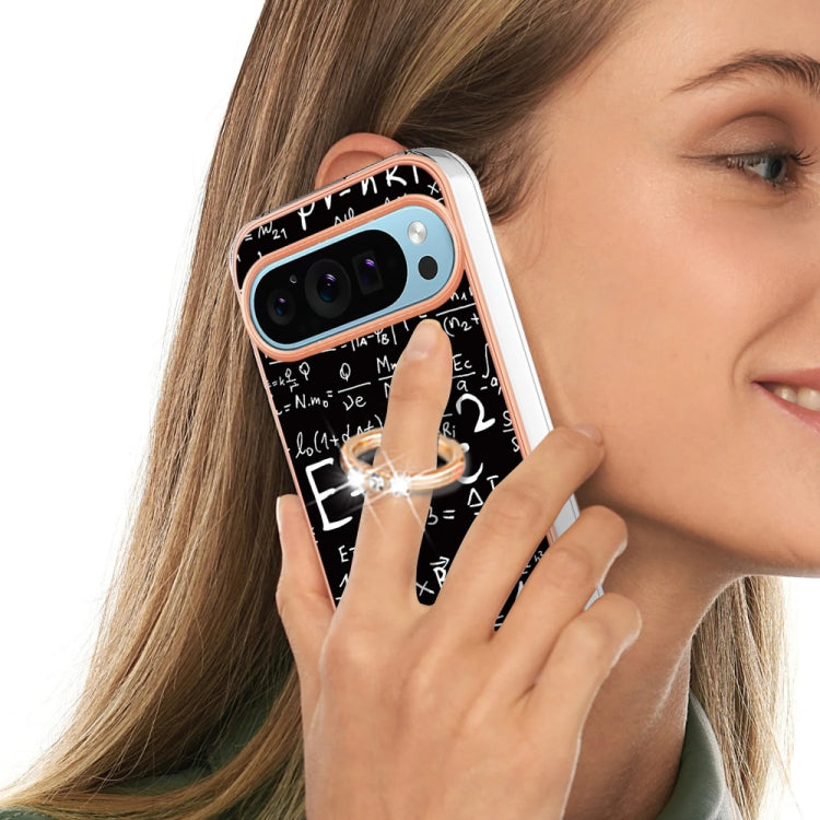 For Google Pixel 9 Pro XL Electroplating Dual-side IMD Phone Case with Ring Holder(Equation) by buy2fix