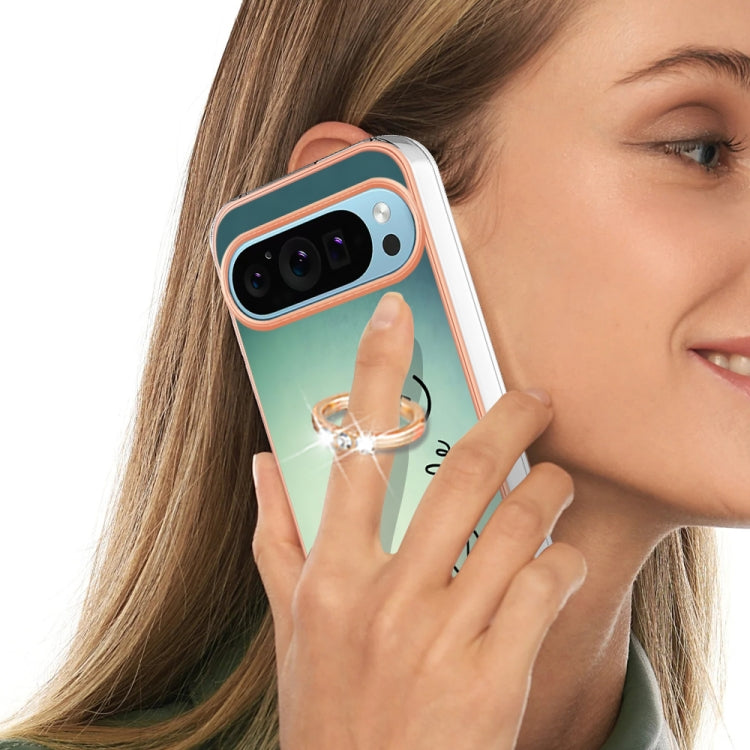 For Google Pixel 9 / 9 Pro Electroplating Dual-side IMD Phone Case with Ring Holder(Smile) by buy2fix