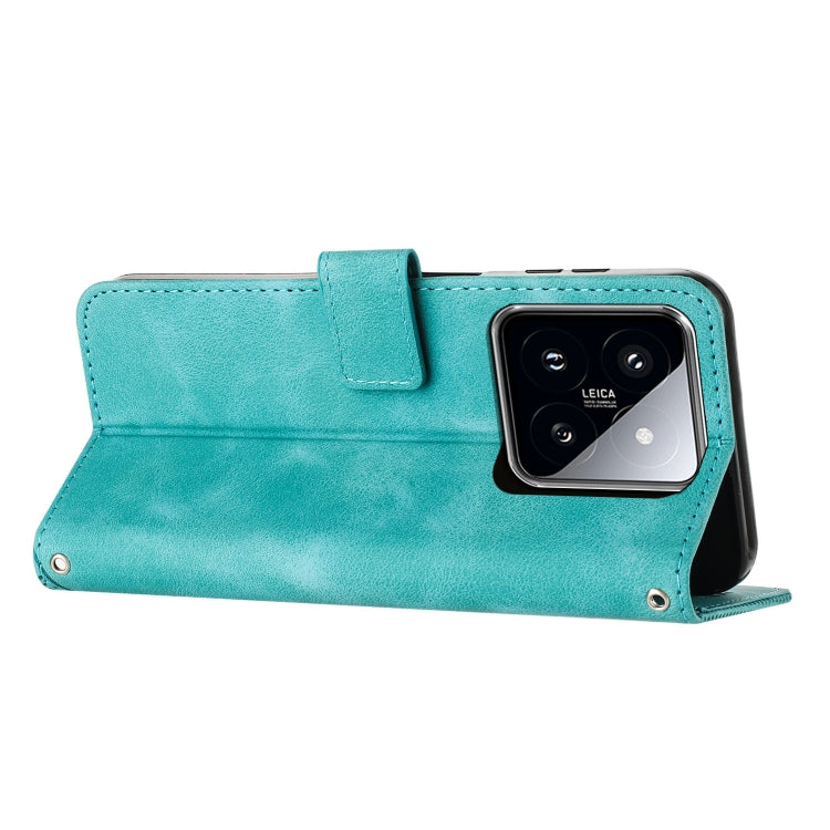 For Xiaomi 14 Dream Triangle Leather Phone Case with Lanyard(Green) - Xiaomi Cases by buy2fix | Online Shopping UK | buy2fix