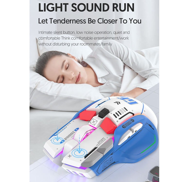 HXSJ G6 10 Keys RGB 12800DPI Tri-mode Wireless Gaming Mouse(White) by HXSJ