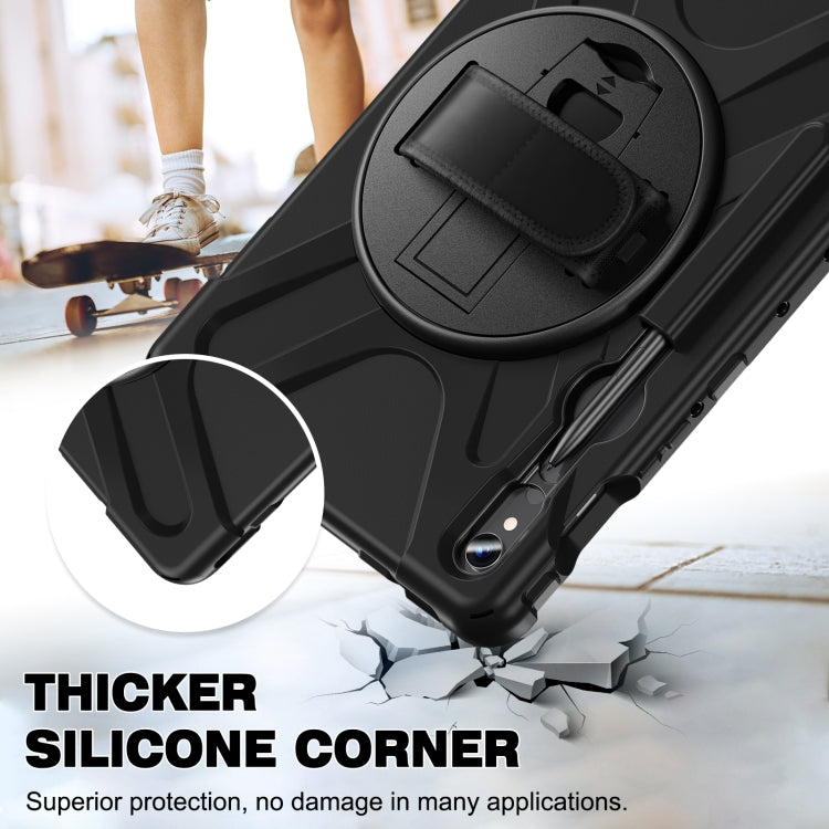 For Galaxy Tab S10 FE / S9 FE / S9 / S8 / S7 Rotatable Kickstand Grip Heavy Duty Hard Rugged Tablet Case(Black) - Other Galaxy Tab PC by buy2fix | Online Shopping UK | buy2fix
