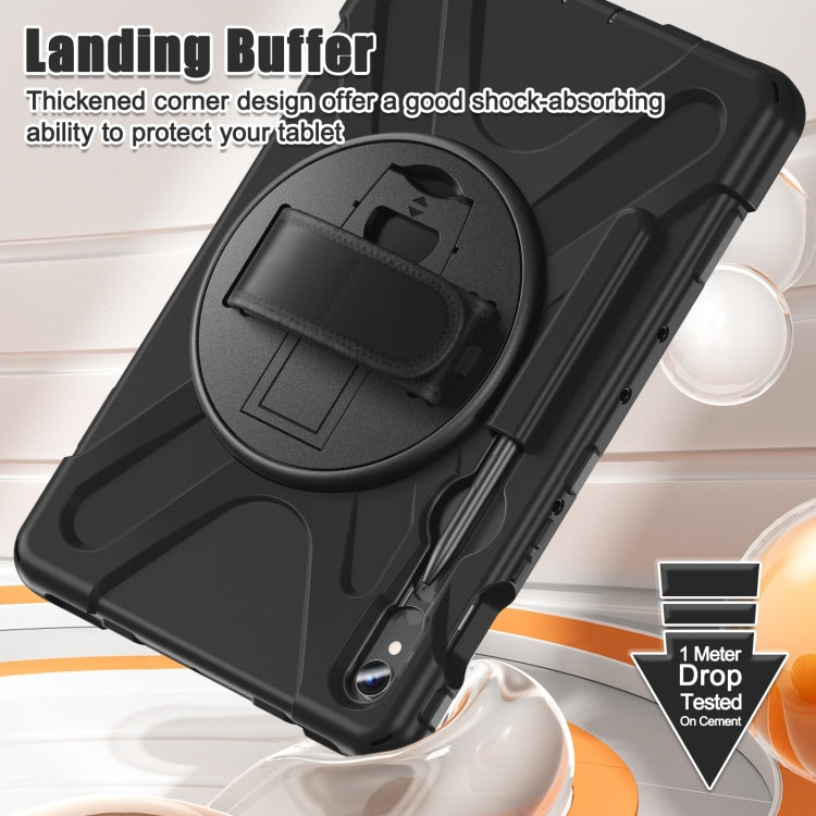 For Galaxy Tab S10 FE / S9 FE / S9 / S8 / S7 Rotatable Kickstand Grip Heavy Duty Hard Rugged Tablet Case(Black) - Other Galaxy Tab PC by buy2fix | Online Shopping UK | buy2fix