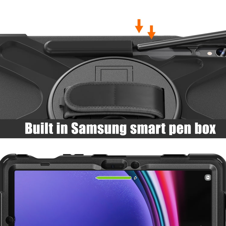 For Galaxy Tab S10 FE / S9 FE / S9 / S8 / S7 Rotatable Kickstand Grip Heavy Duty Hard Rugged Tablet Case(Black) - Other Galaxy Tab PC by buy2fix | Online Shopping UK | buy2fix