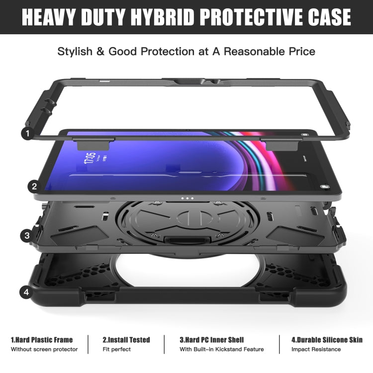 For Galaxy Tab S10 FE / S9 FE / S9 / S8 / S7 Rotatable Kickstand Grip Heavy Duty Hard Rugged Tablet Case(Black) - Other Galaxy Tab PC by buy2fix | Online Shopping UK | buy2fix