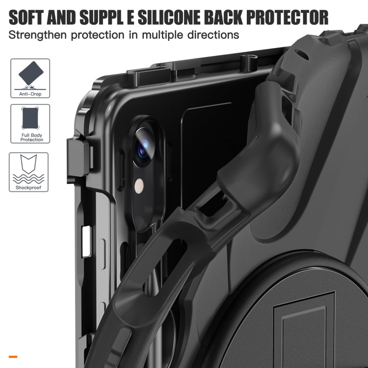 For Galaxy Tab S10 FE / S9 FE / S9 / S8 / S7 Rotatable Kickstand Grip Heavy Duty Hard Rugged Tablet Case(Black) - Other Galaxy Tab PC by buy2fix | Online Shopping UK | buy2fix