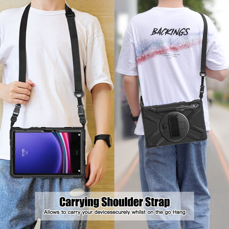 For Galaxy Tab S10 FE / S9 FE / S9 / S8 / S7 Rotatable Kickstand Grip Heavy Duty Hard Rugged Tablet Case(Black) - Other Galaxy Tab PC by buy2fix | Online Shopping UK | buy2fix
