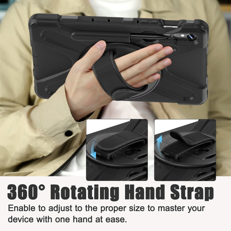 For Galaxy Tab S10 FE / S9 FE / S9 / S8 / S7 Rotatable Kickstand Grip Heavy Duty Hard Rugged Tablet Case(Black) - Other Galaxy Tab PC by buy2fix | Online Shopping UK | buy2fix