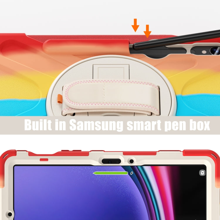 For Galaxy Tab S10 FE / S9 FE / S9 / S8 / S7 Rotary Handle Grab TPU + PC Tablet Case(Colorful Red) - Galaxy Tab S7 by buy2fix | Online Shopping UK | buy2fix