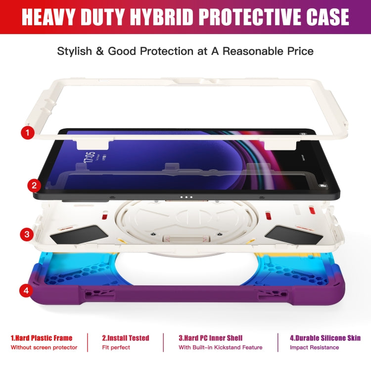 For Galaxy Tab S10 FE / S9 FE / S9 / S8 / S7 Rotary Handle Grab TPU + PC Tablet Case(Colorful Red) - Galaxy Tab S7 by buy2fix | Online Shopping UK | buy2fix