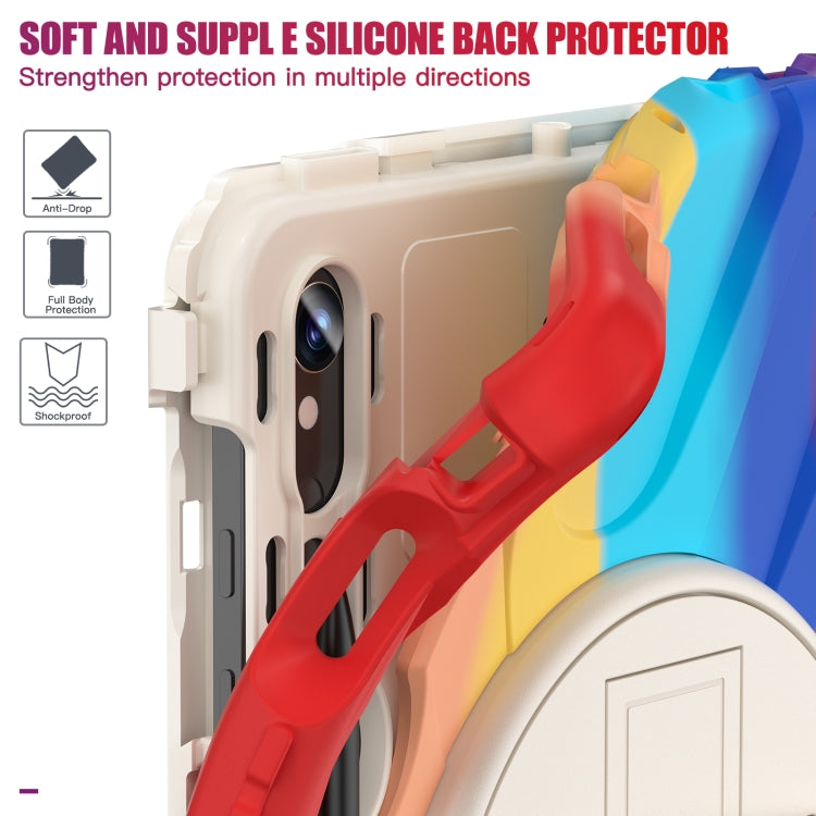 For Galaxy Tab S10 FE / S9 FE / S9 / S8 / S7 Rotary Handle Grab TPU + PC Tablet Case(Colorful Red) - Galaxy Tab S7 by buy2fix | Online Shopping UK | buy2fix