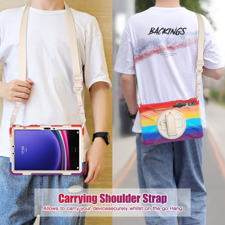 For Galaxy Tab S10 FE / S9 FE / S9 / S8 / S7 Rotary Handle Grab TPU + PC Tablet Case(Colorful Red) - Galaxy Tab S7 by buy2fix | Online Shopping UK | buy2fix