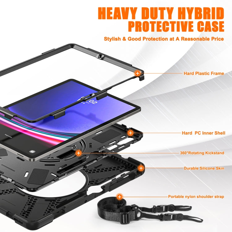 For Samsung Galaxy Tab S9+ / S8+ Rotatable Kickstand Grip Heavy Duty Hard Rugged Tablet Case(Black) - Other Galaxy Tab PC by buy2fix | Online Shopping UK | buy2fix