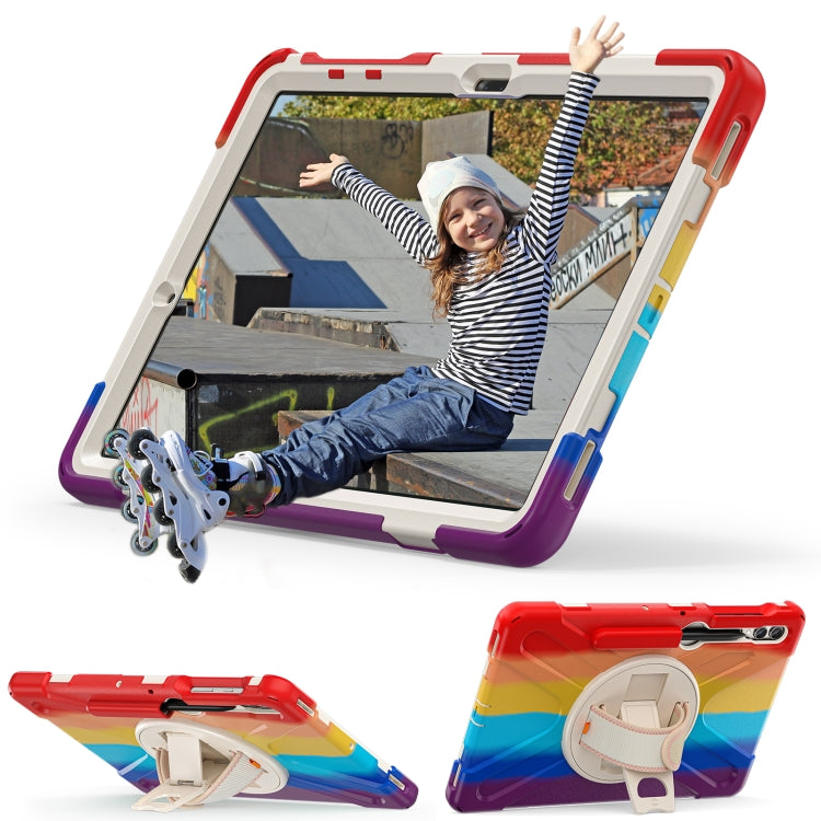 For Samsung Galaxy Tab S9+ / S8+ Rotatable Kickstand Grip Heavy Duty Hard Rugged Tablet Case(Colorful Red) - Other Galaxy Tab PC by buy2fix | Online Shopping UK | buy2fix