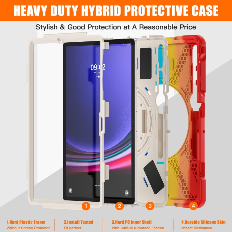 For Samsung Galaxy Tab S9+ / S8+ Rotatable Kickstand Grip Heavy Duty Hard Rugged Tablet Case(Colorful Red) - Other Galaxy Tab PC by buy2fix | Online Shopping UK | buy2fix