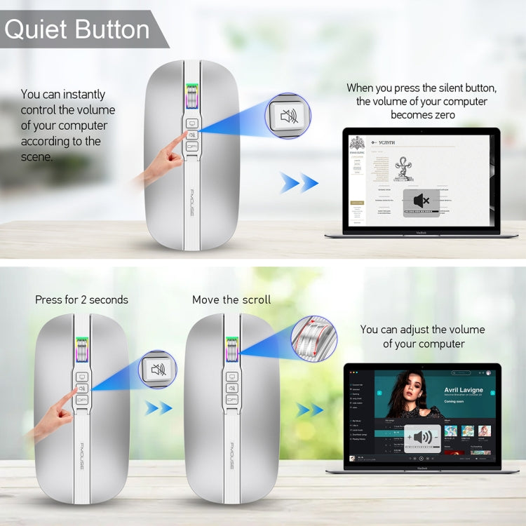 HXSJ M113 2400DPI Dual Mode 2.4GHz + Bluetooth 5.1 Wireless Mouse(Space Silver) - Wireless Mice by HXSJ | Online Shopping UK | buy2fix