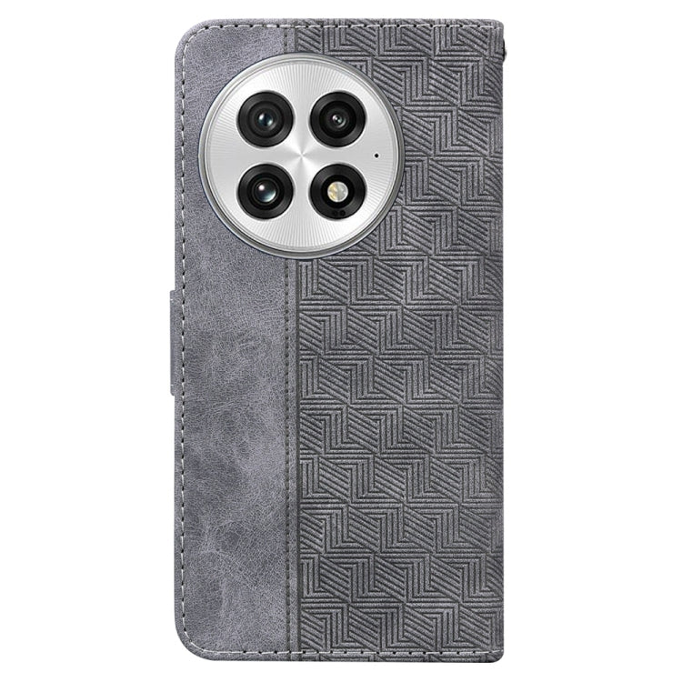 For OnePlus 13 Geometric Embossed Leather Phone Case(Grey) - OnePlus Cases by buy2fix | Online Shopping UK | buy2fix