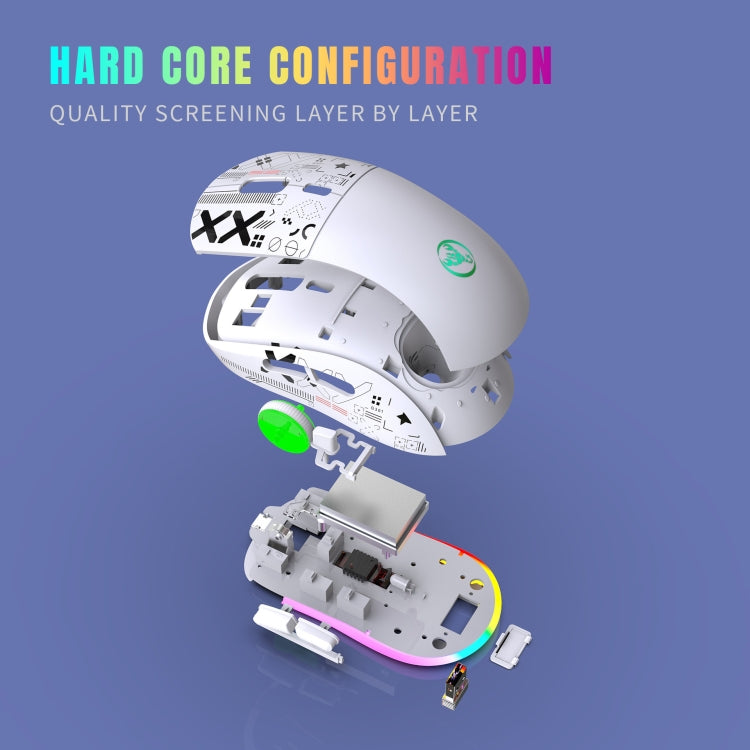 HXSJ T90 RGB Light Three-mode Wireless Gaming Mouse(White) by HXSJ