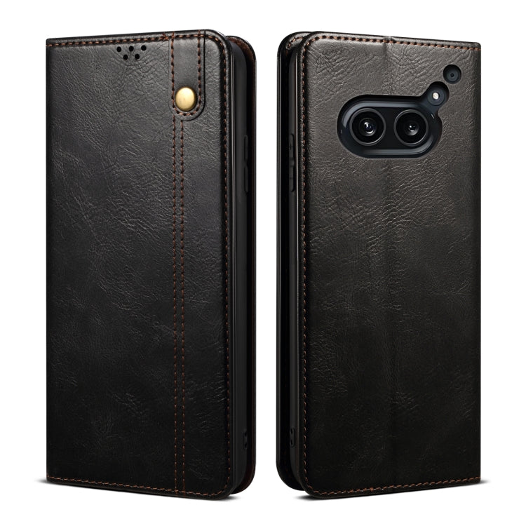 For Nothing Phone 2A Oil Wax Crazy Horse Texture Leather Phone Case(Black) - Nothing Cases by buy2fix | Online Shopping UK | buy2fix