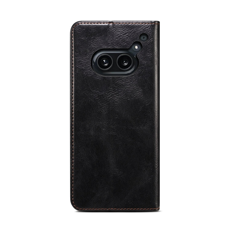 For Nothing Phone 2A Oil Wax Crazy Horse Texture Leather Phone Case(Black) - Nothing Cases by buy2fix | Online Shopping UK | buy2fix
