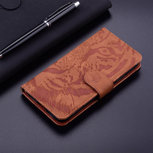 For OnePlus 13 Tiger Embossing Pattern Flip Leather Phone Case(Brown) by buy2fix