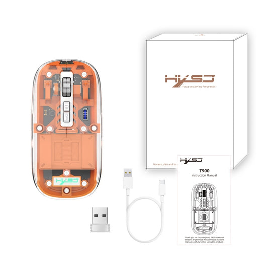 HXSJ T900 Transparent Magnet Three-mode Wireless Gaming Mouse(Orange) by HXSJ