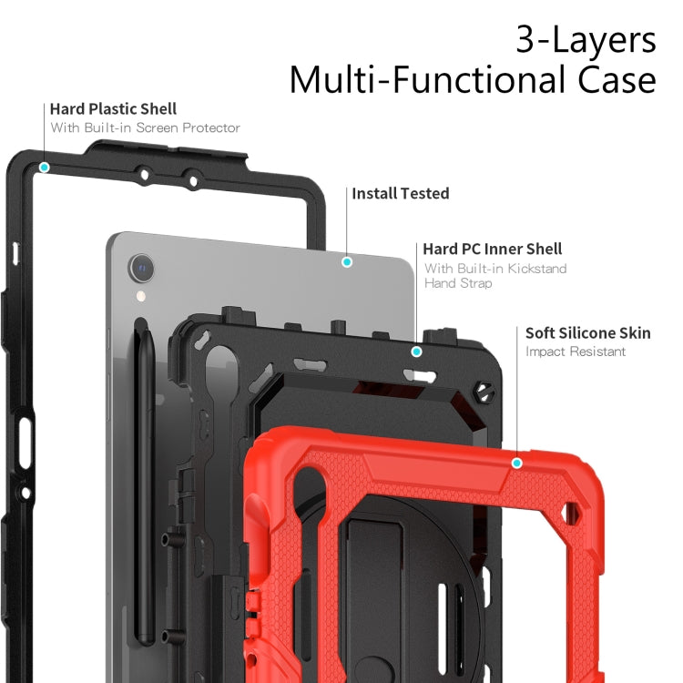 For Samsung Galaxy Tab S8 / S7 Silicone Hybrid PC Tablet Protective Case(Red+Black) - Galaxy Tab S8 Cases by buy2fix | Online Shopping UK | buy2fix