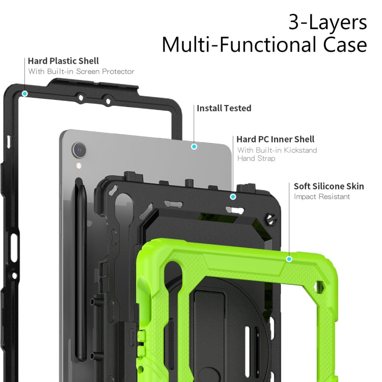 For Samsung Galaxy Tab S8 / S7 Silicone Hybrid PC Tablet Protective Case(Yellow Green+Black) - Galaxy Tab S8 Cases by buy2fix | Online Shopping UK | buy2fix