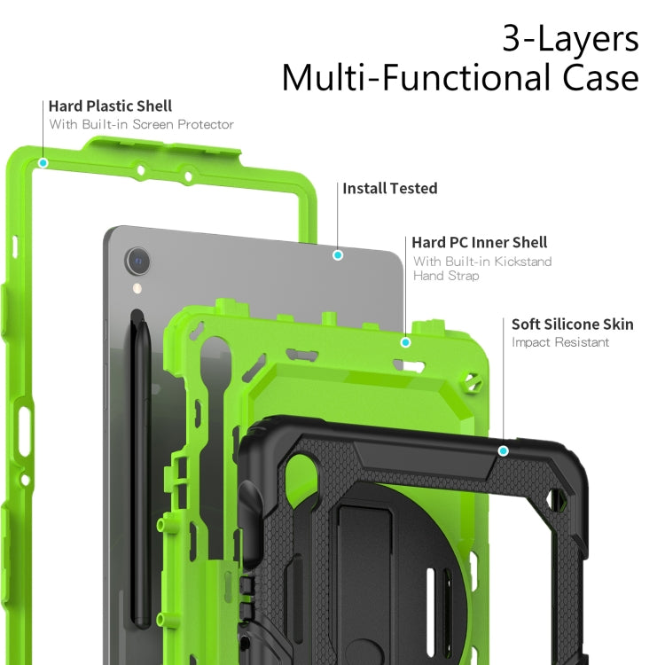 For Samsung Galaxy Tab S8 / S7 Silicone Hybrid PC Tablet Protective Case(Black+Yellow Green) - Galaxy Tab S8 Cases by buy2fix | Online Shopping UK | buy2fix