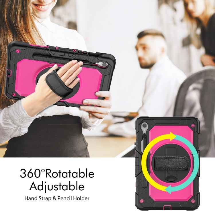 For Samsung Galaxy Tab S8 / S7 Silicone Hybrid PC Tablet Protective Case(Black+Rose Red) - Galaxy Tab S8 Cases by buy2fix | Online Shopping UK | buy2fix